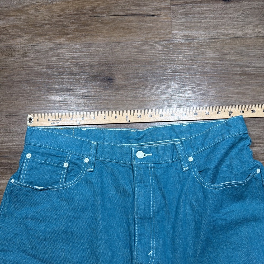 Levi's 569 Denim Jean Shorts Men's 38 Long Teal Jorts Y2K Loose Fit Straight 12" - Picture 6 of 13